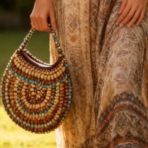 Apt. 9 Beaded Hobo Bag in Brown and Turquoise